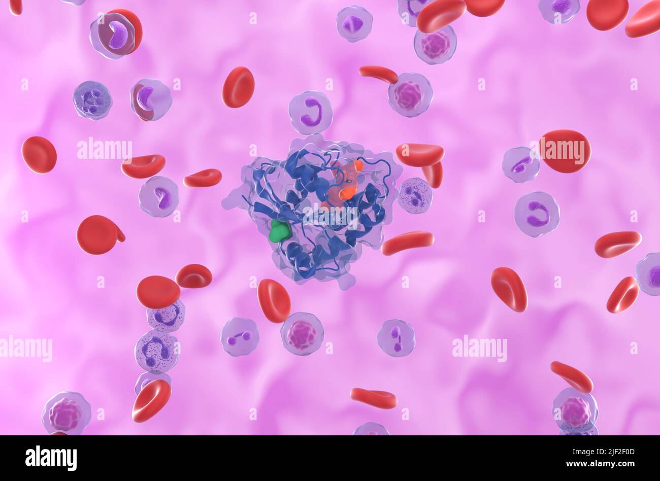 KRAS G12C-Mutation bei nicht-kleinzelligem Lungenkrebs (NSCLC) - isometrische Ansicht 3D Abbildung Stockfoto