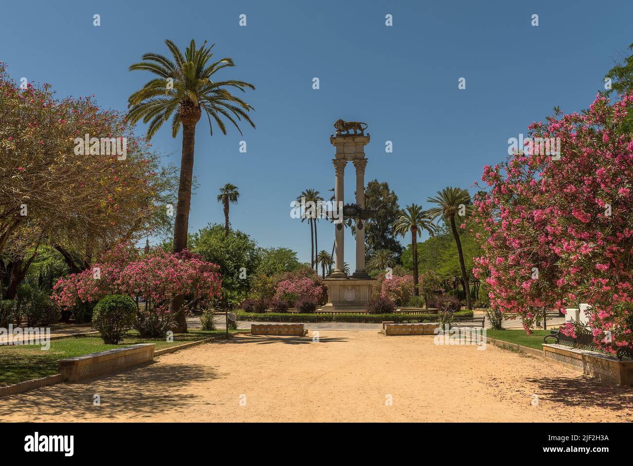 Christopher Columbus Denkmal im Murillo Park, Sevilla, Spanien Stockfoto