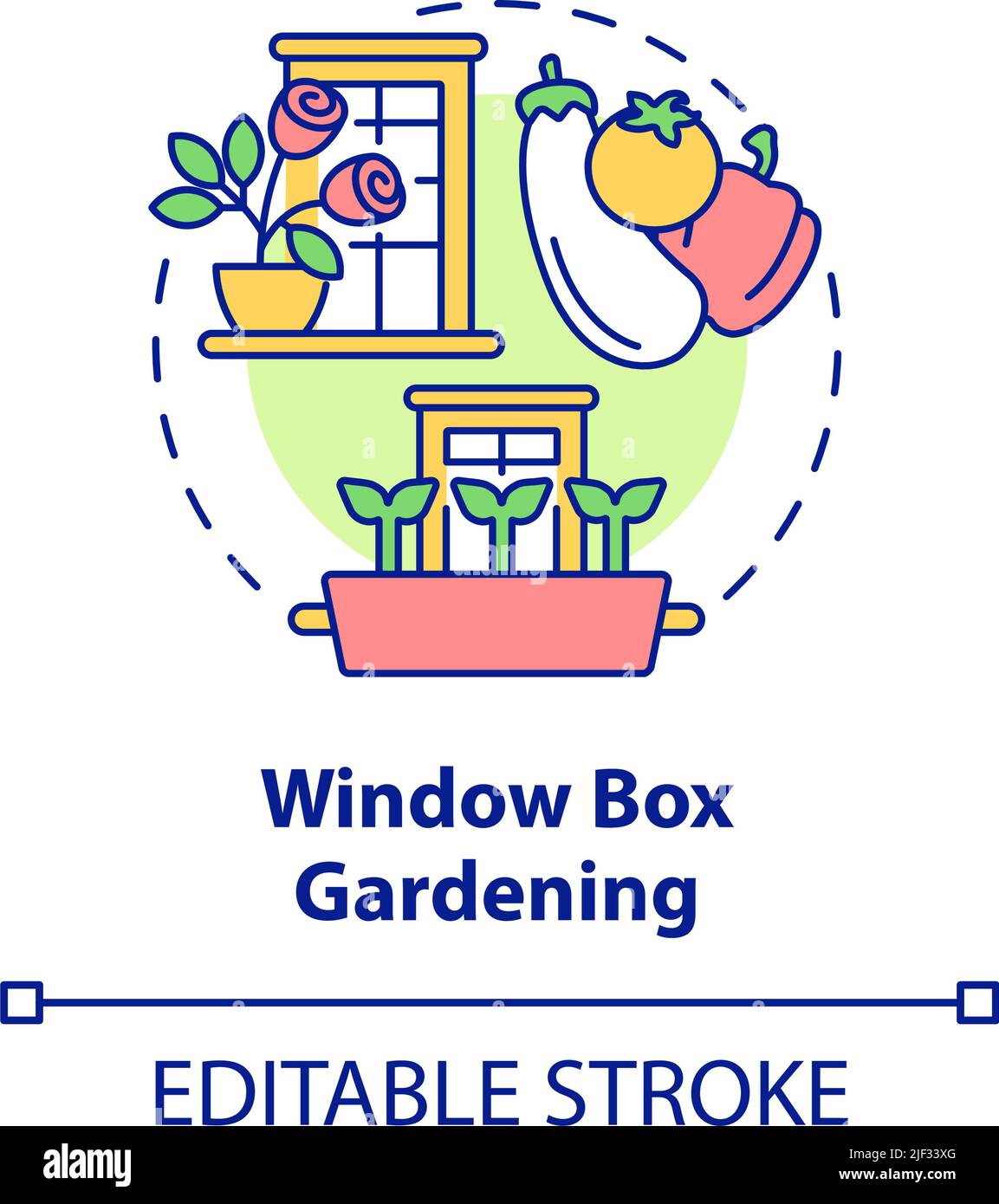 Fensterbox Gartenkonzept Symbol Stock Vektor