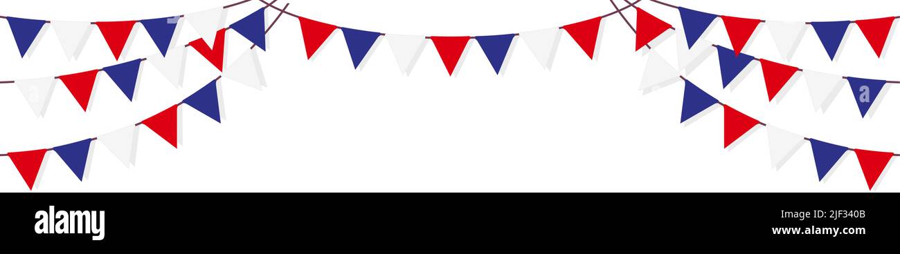 Bunting Girlande (Wimpelfahnen) Dekoration Illustration | Französische Flagge Stock Vektor