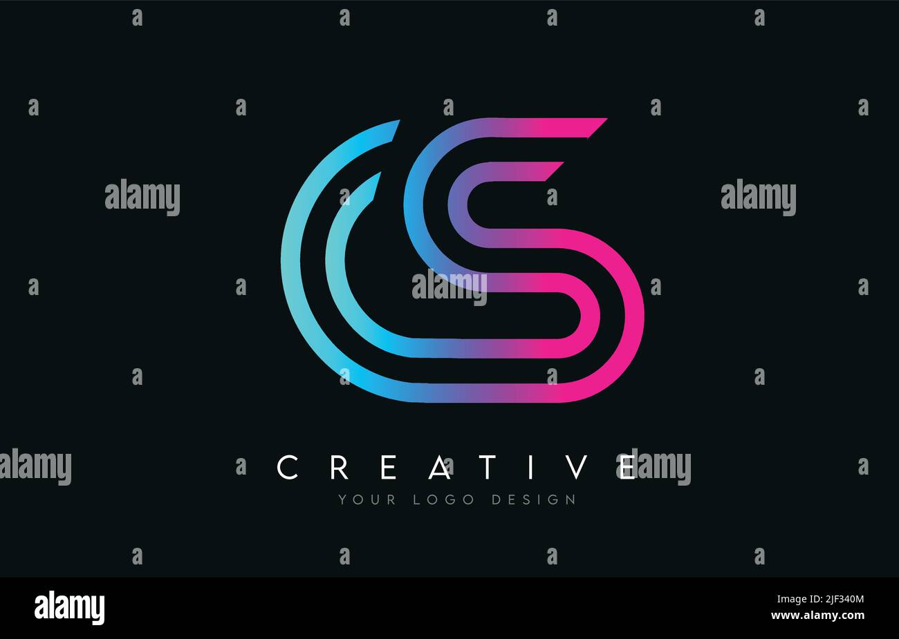 Monogram Lines CS C S Letter Logo Design in Neonfarben. Creative Modern Letters Vektor-Symbol Logo Illustration. Stock Vektor