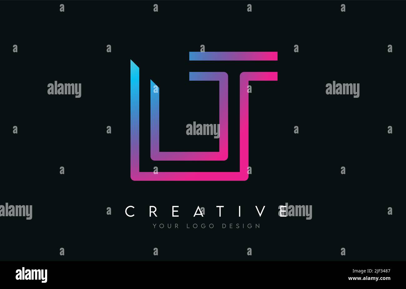 Monogram Lines LT L T Letter Logo Design in Neonfarben. Creative Modern Letters Vektor-Symbol Logo Illustration. Stock Vektor