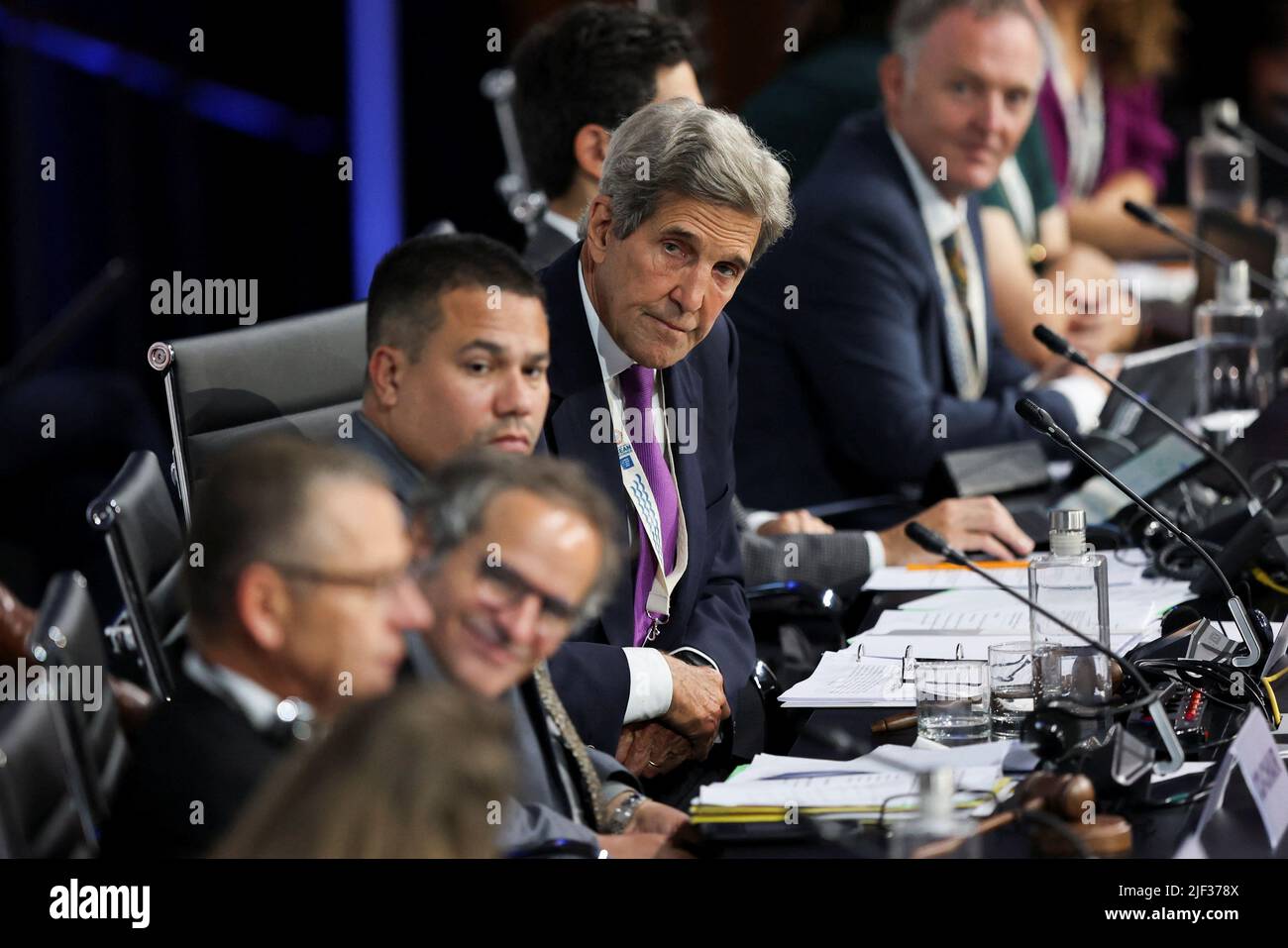 Der Sondergesandte des US-Präsidenten für den Klimaschutz, John Kerry, nimmt an der UN-Ozeankonferenz 2022 in Lissabon, Portugal, am 29. Juni 2022 Teil. REUTERS/Pedro Nunes Stockfoto