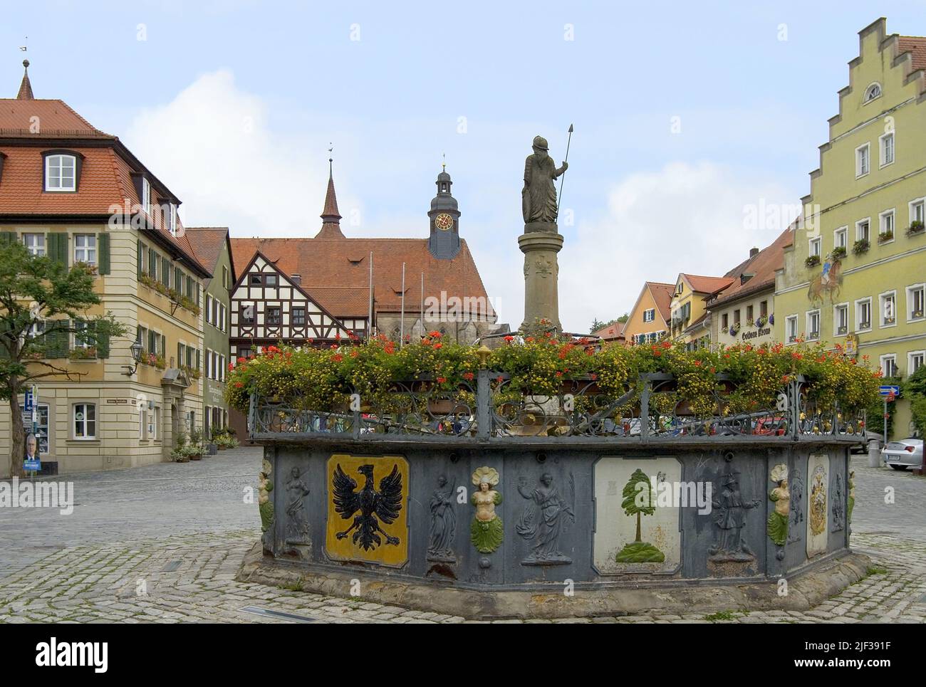 Marktplatz in der Altstadt, Deutschland, Bayern, Feuchtwangen Stockfoto