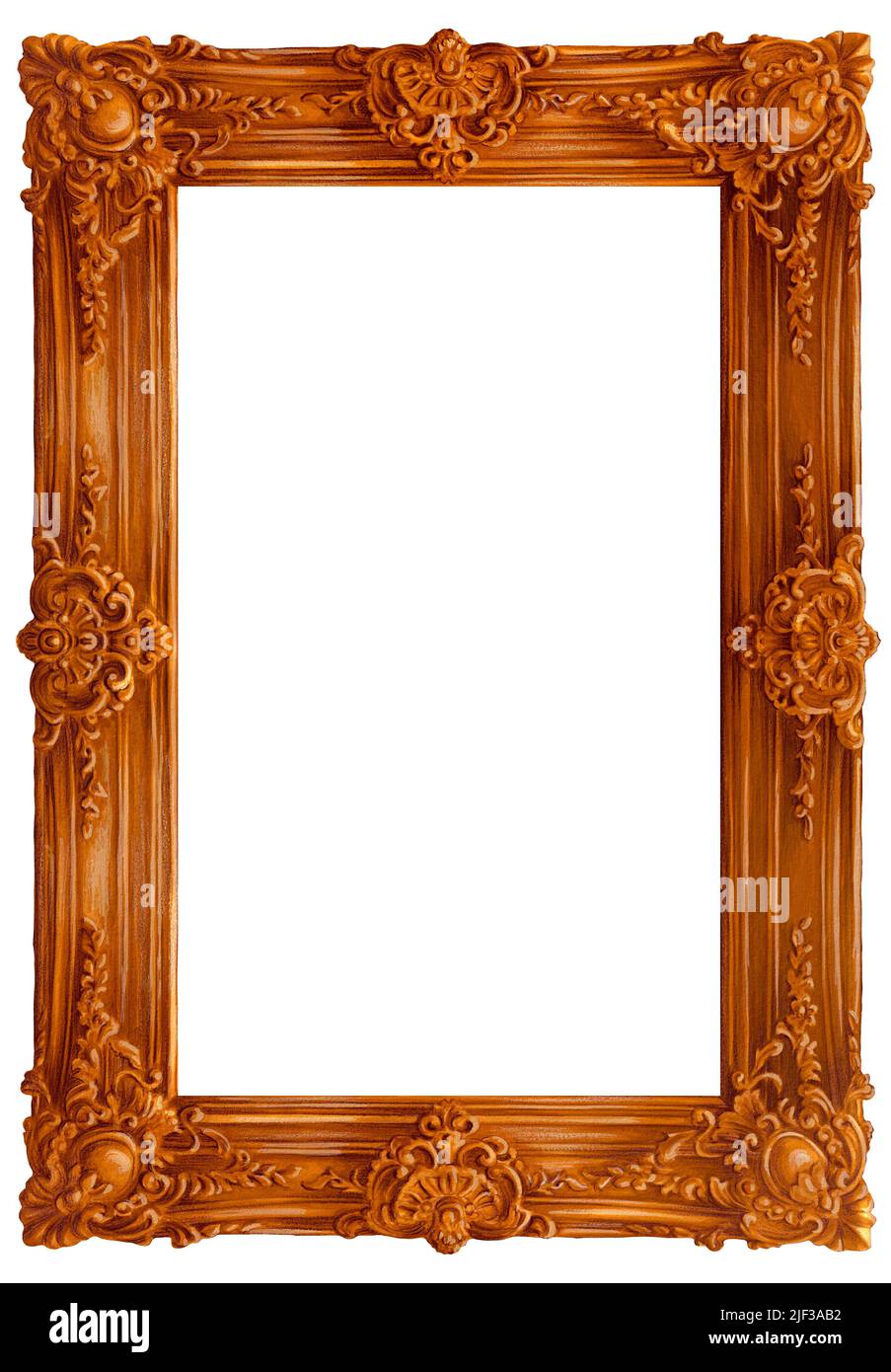 Dekorativer Rahmen für Gemälde oder Fotos. Handgefertigte Illustration mit klassischem antikem Rahmen. Stockfoto