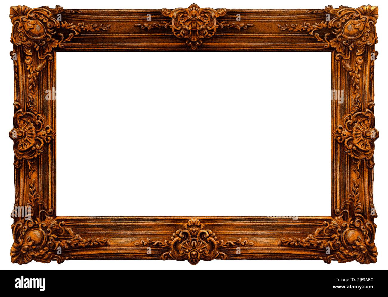 Dekorativer Rahmen für Gemälde oder Fotos. Handgefertigte Illustration mit klassischem antikem Rahmen. Stockfoto