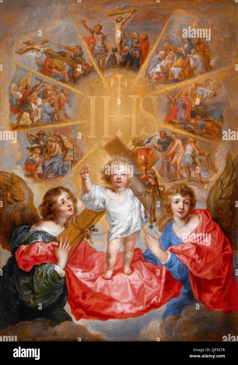 Antoon Sallaert, die Verherrlichung des Namens Jesu, Ölgemälde auf Tafel, um 1630 Stockfoto
