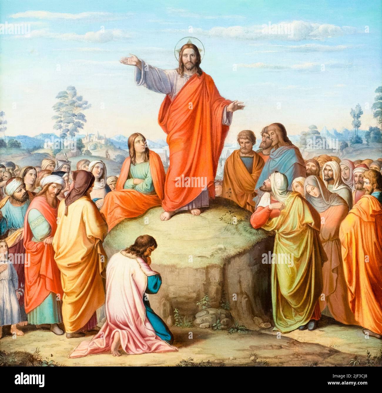 Die Bergpredigt, Ölgemälde auf Leinwand des Nazarener Schulkünstlers Eduard Jakob von Steinle, 1837-1838 Stockfoto