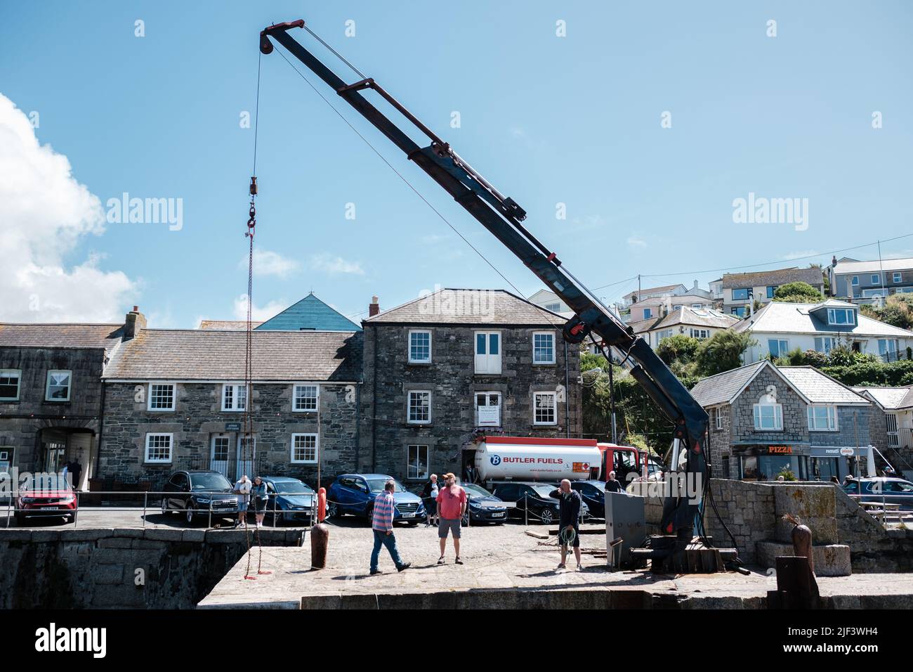 Szenen in und um Porthleven Harbour, Cornwall Stockfoto