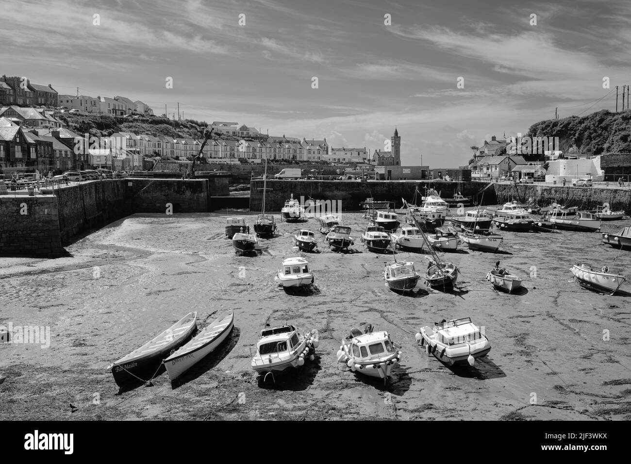 Szenen in und um Porthleven Harbour, Cornwall Stockfoto