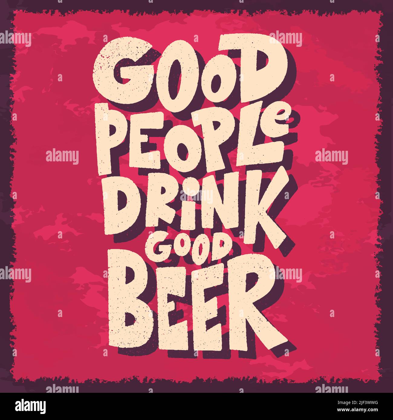 Lustiges inspirierendes Zitat über Bier mit Handschriftzug für Pubs. Handgezeichnetes Vintage-Poster mit Becher. Vektorgrafik Stock Vektor