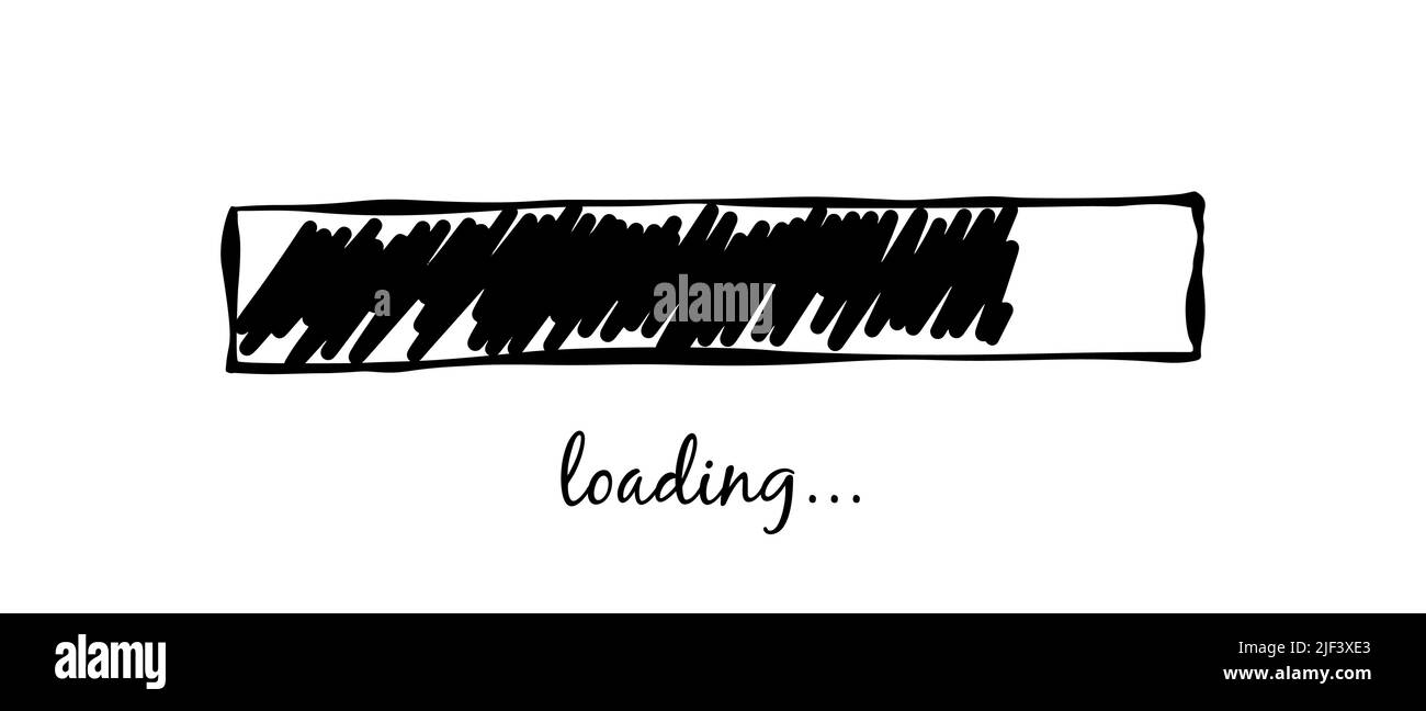 Doodle Ladebalken. Geschwindigkeit des Fortschritts des Designelements. Status der Fertigstellung. Vektorgrafik Stock Vektor