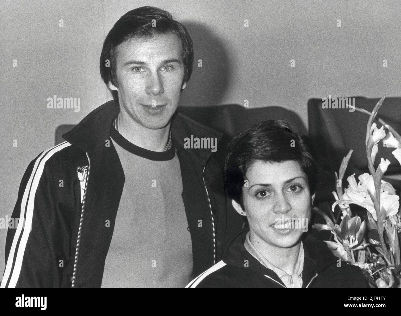 IRINA RODNINA und Alexander Zaitsev Figur Skater Soviet 1980 Olympic Goldmedaillengewinnerin in Lake Placid 1980 Stockfoto