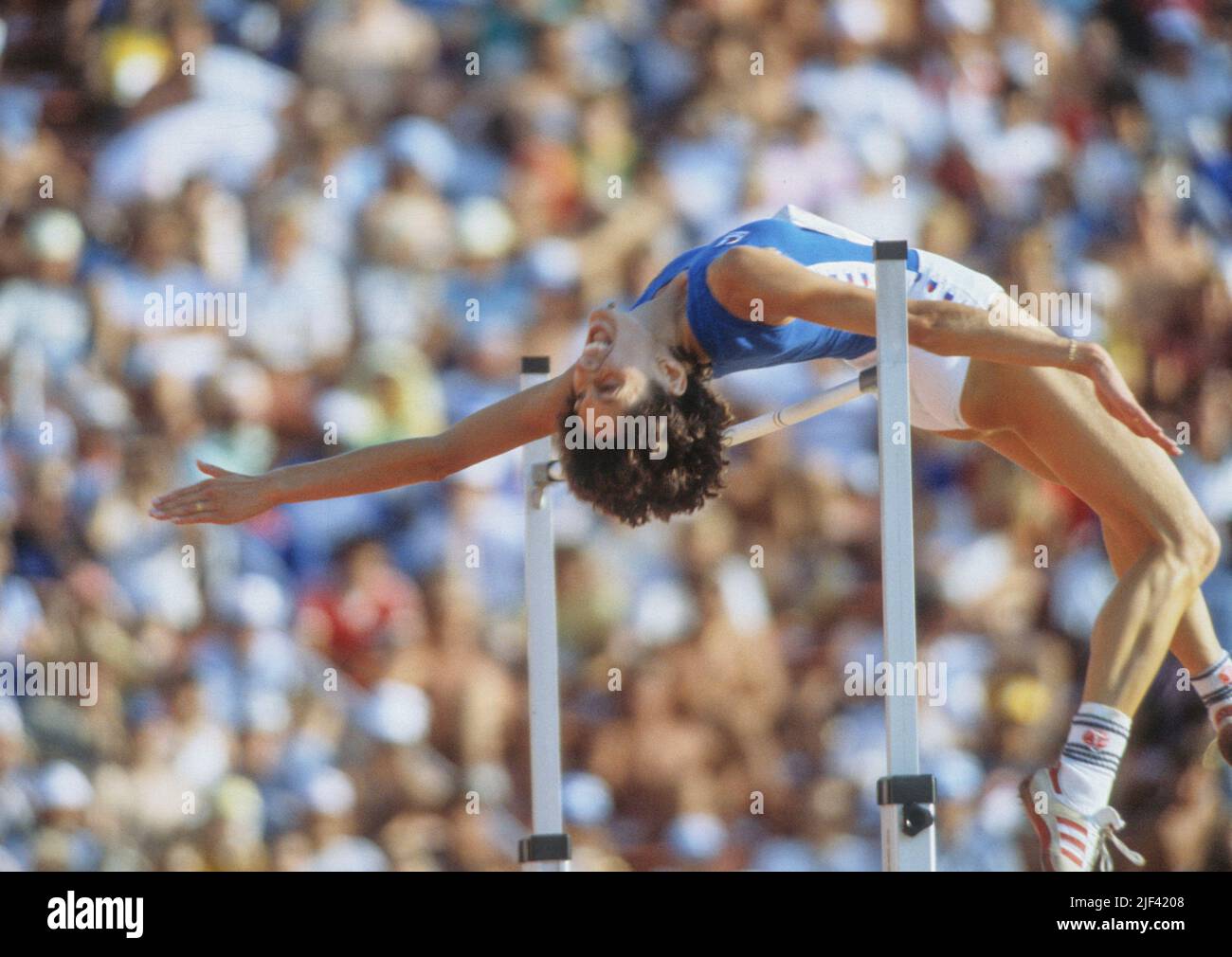 OLYMPISCHE SOMMERSPIELE in Los Angeles 1984 SARA SIMEONI Italien im weiblichen Hochsprung endete mit 200cm als zweite Stockfoto