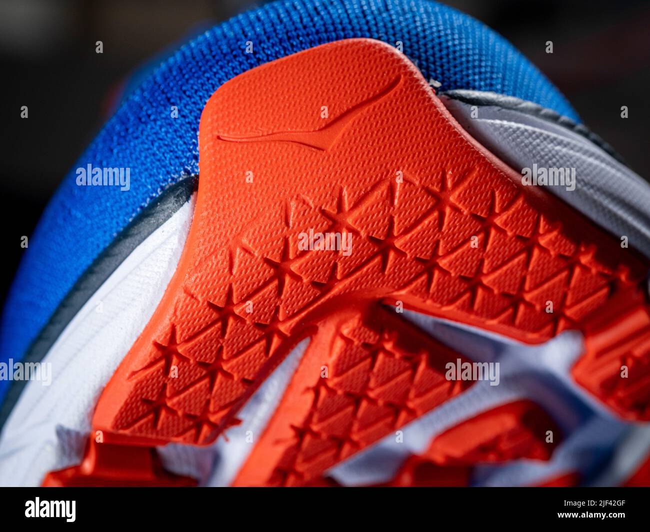 Nahaufnahme des Lauftrainers Stockfoto