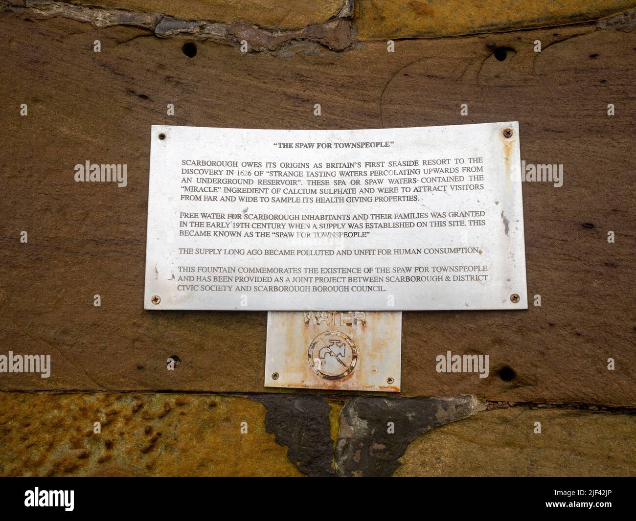 Der Spaw für Stadtbewohner. Standort der alten Wasserversorgung für die Einwohner von Scarborough Stockfoto