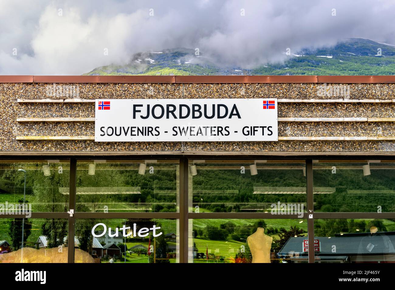 Fjordbuda Outlet Shop, Olden Norwegen Stockfoto