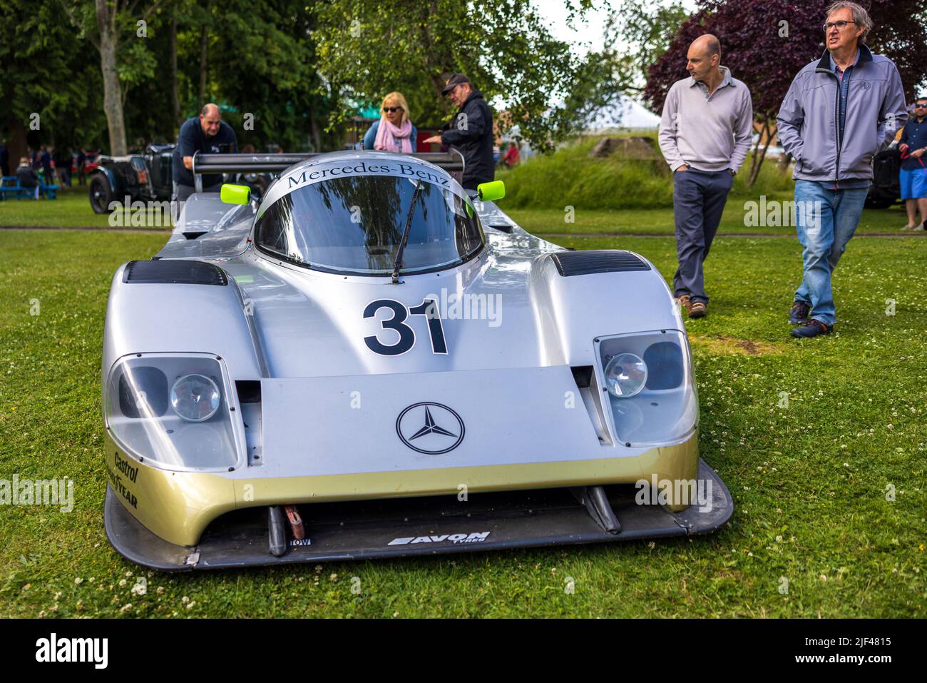 1990 sauber-Mercedes, zu sehen bei der Juni-Scramble am 19.. Juni 2022 im Bicester Heritage Center Stockfoto