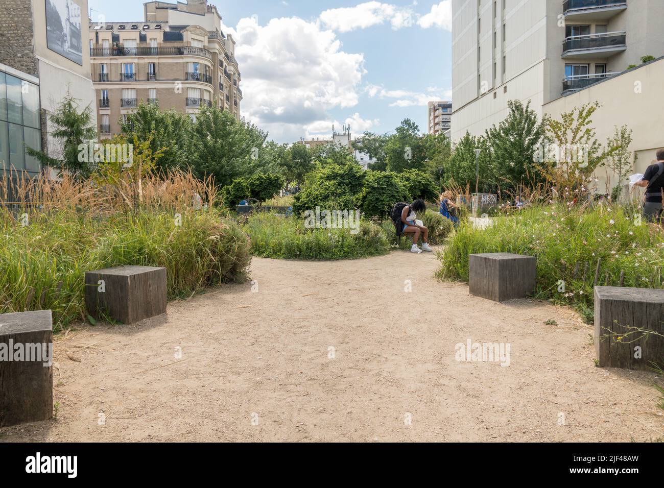 Jardin Truillot, Stadtpark im 11.. Arrondissement Paris, Parc Saint-Ambroise, Jardin Truillot, Paris, Frankreich. Stockfoto