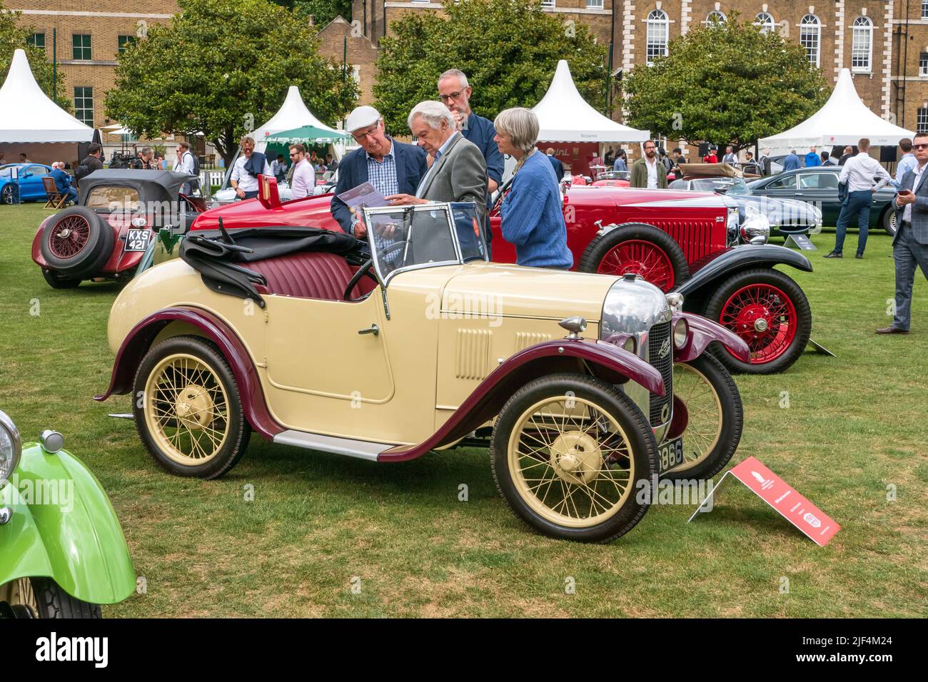 1928 Austin Seven Swallow beim London Concours bei der Honourable Artillery Company in der City of London UK Stockfoto