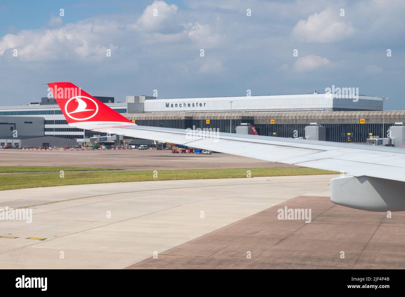 Schild Manchester Airport Stockfoto