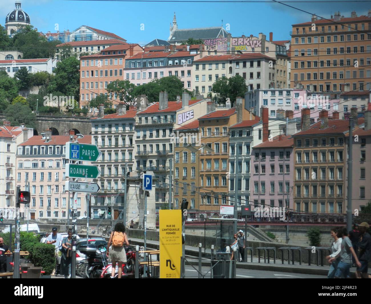 Blick auf Lyon, die drittgrößte Stadt Frankreichs am Zusammenfluss von Rhone und Saone. Stockfoto