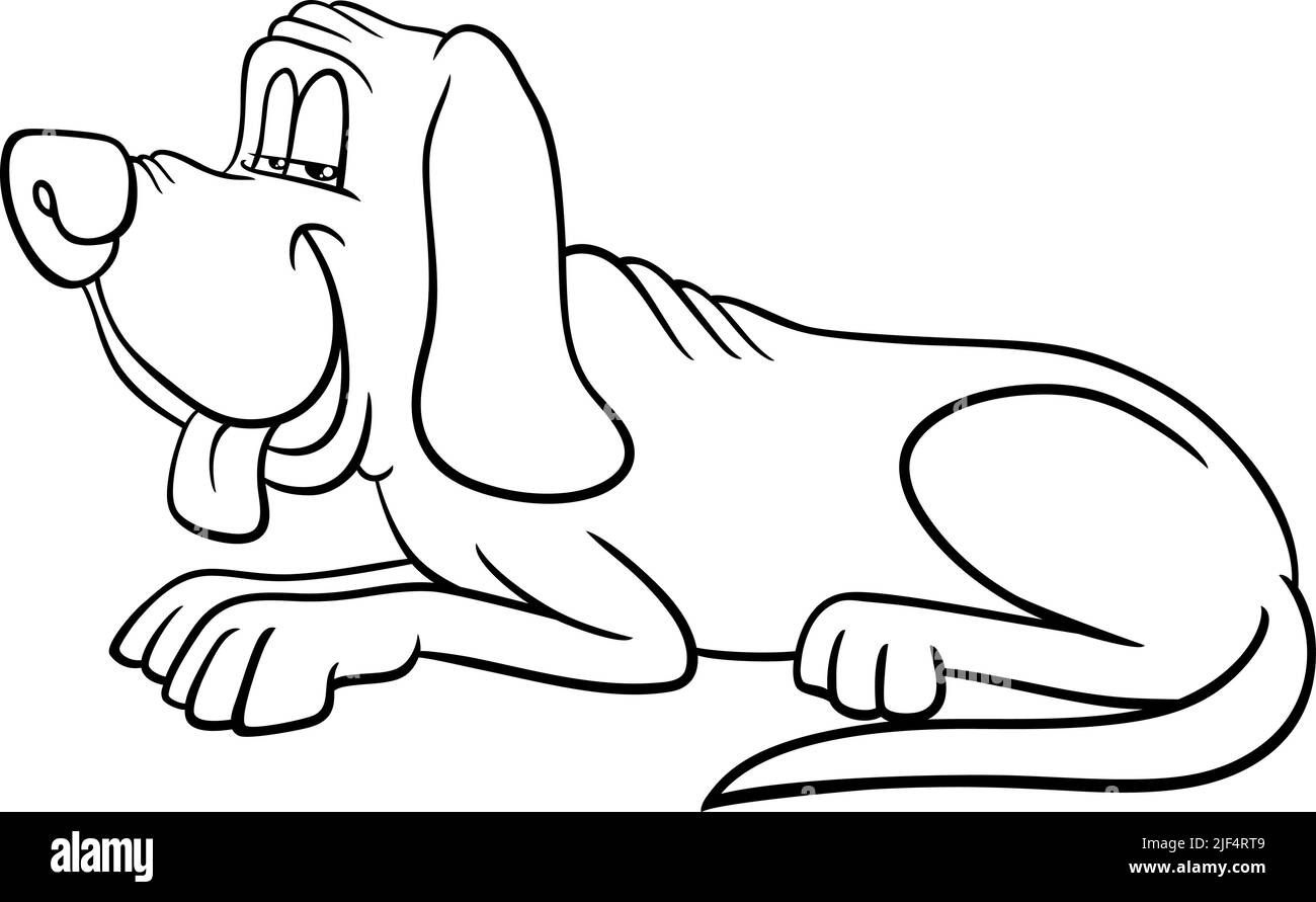Schwarz-Weiß-Cartoon-Illustration von liegenden Hund Comic Tier Charakter Malvorlagen Stock Vektor