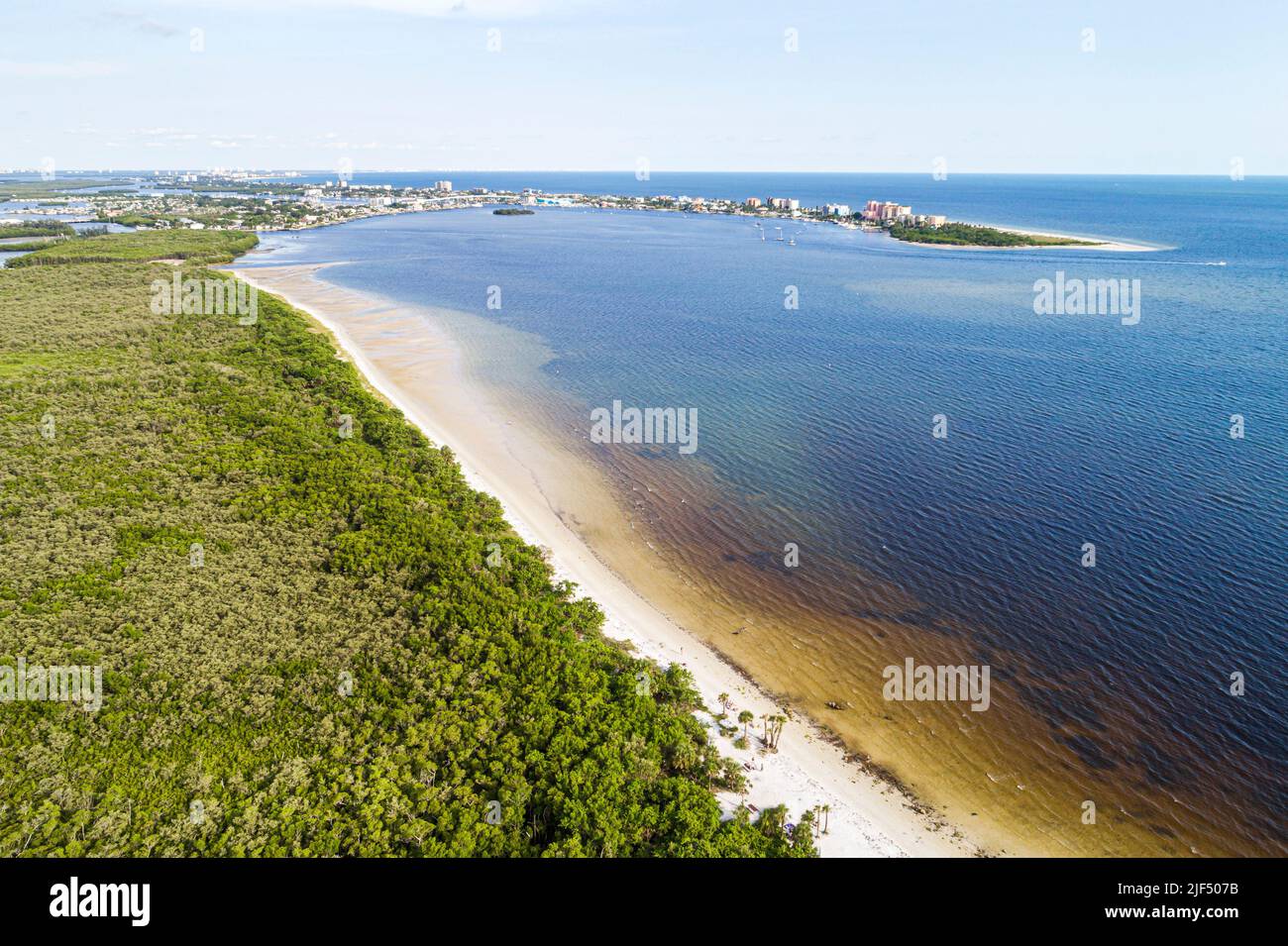 Fort Ft. Myers Florida, San Carlos Bay Golf von Mexiko Bunche Beach Preserve Feuchtgebiete, natürliche Landschaft Luftaufnahme von oben, Estero Island Fort Stockfoto