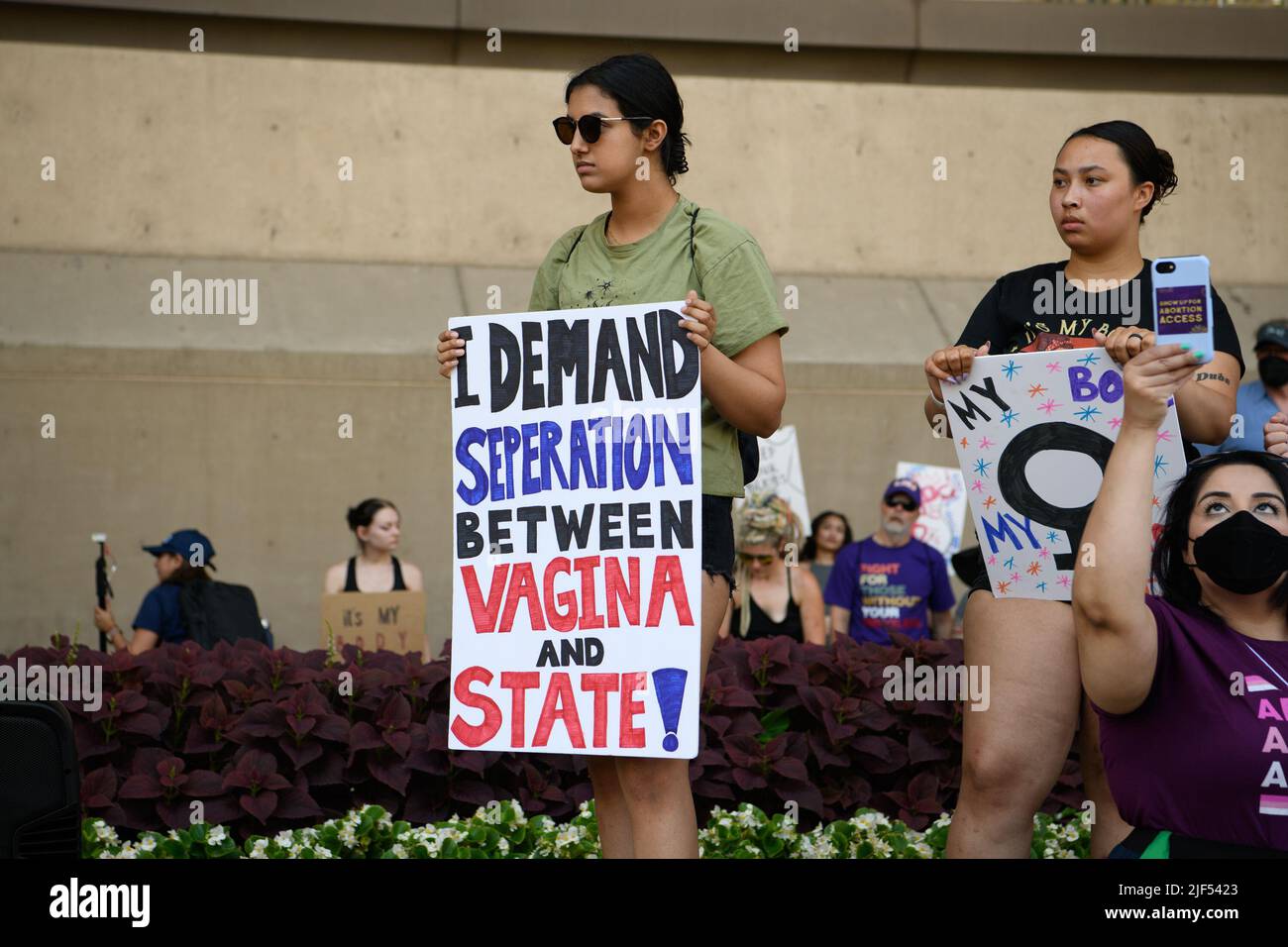 Dallas, Texas, USA. 29.. Juni 2022. Eine Sammlung von Fotos der einzigartigen Poster und Hemden, die bei der Dallas Reproductive Rights Rally, Dallas City Hall, 29.. Juni 2022, zu sehen waren (Foto: © AVI Adelman/ZUMA Press Wire) Stockfoto