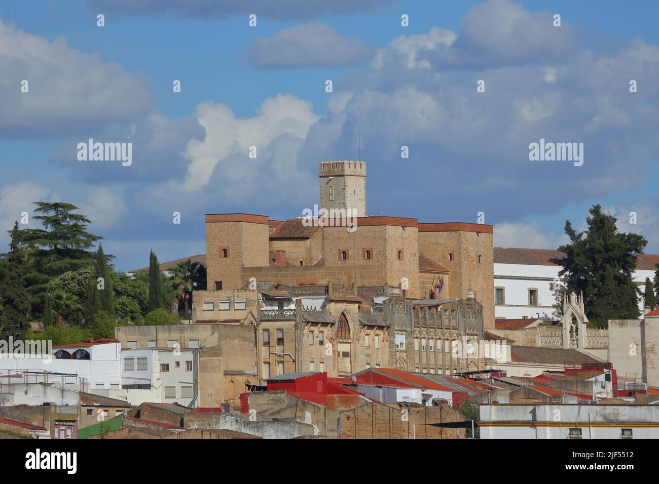 Ansicht von Alcazaba mit Museo Arqueologico Provincial in Badajoz, Extremadura, Spanien Stockfoto