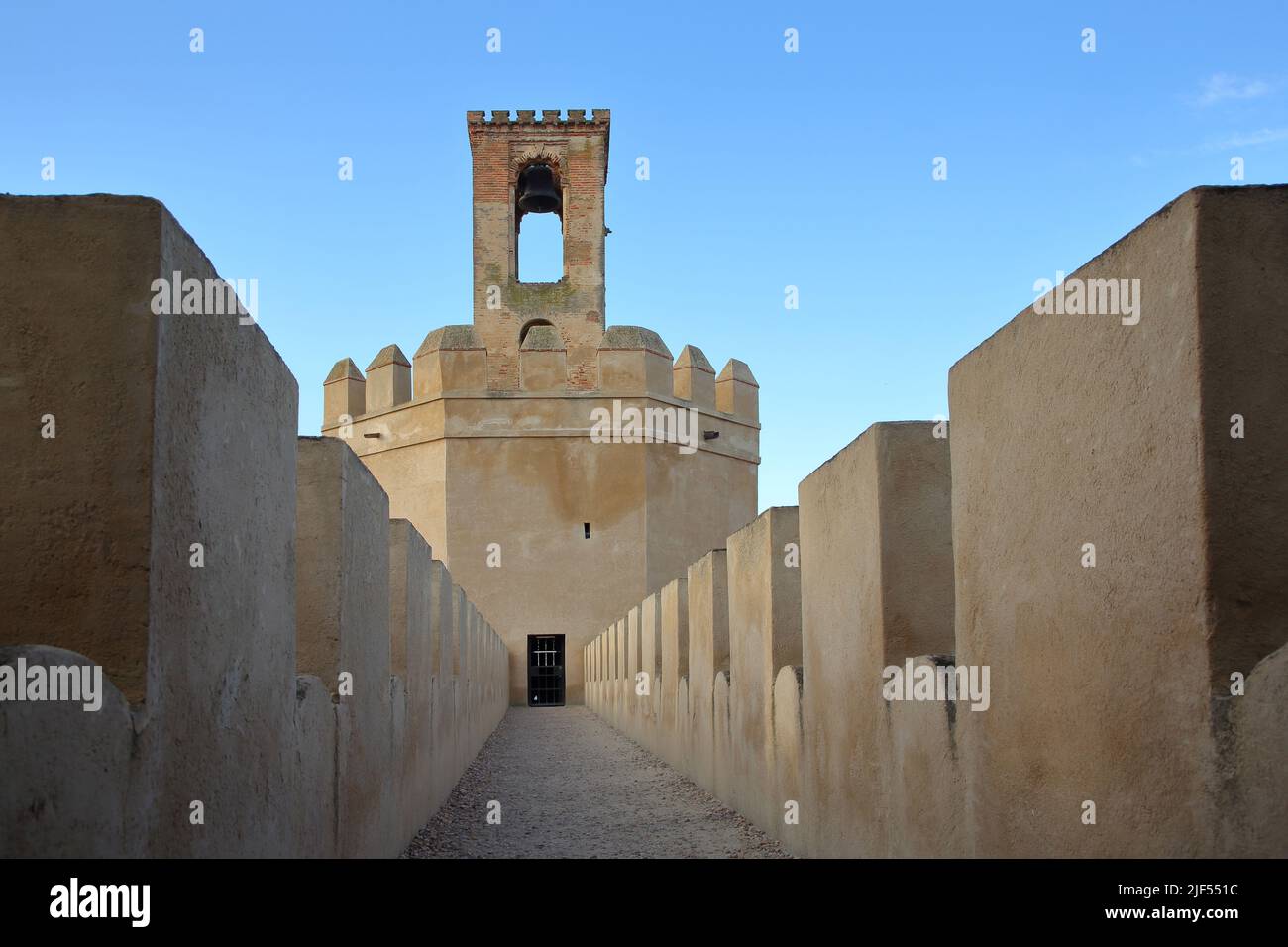 Torre de Espantaperros an der Festung Alcazaba in Badajoz, Extremadura, Spanien Stockfoto