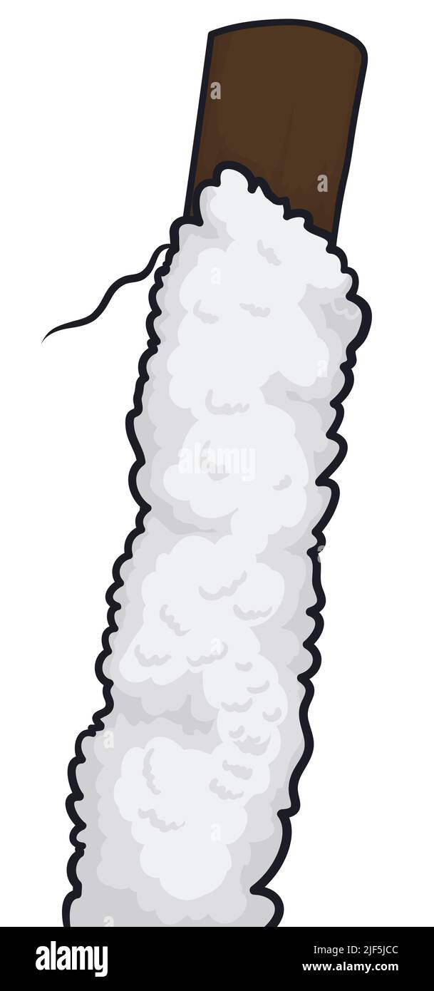 Isolierter Wollknäuel in einem Holzstab oder einer Spindel auf weißem Hintergrund. Stock Vektor