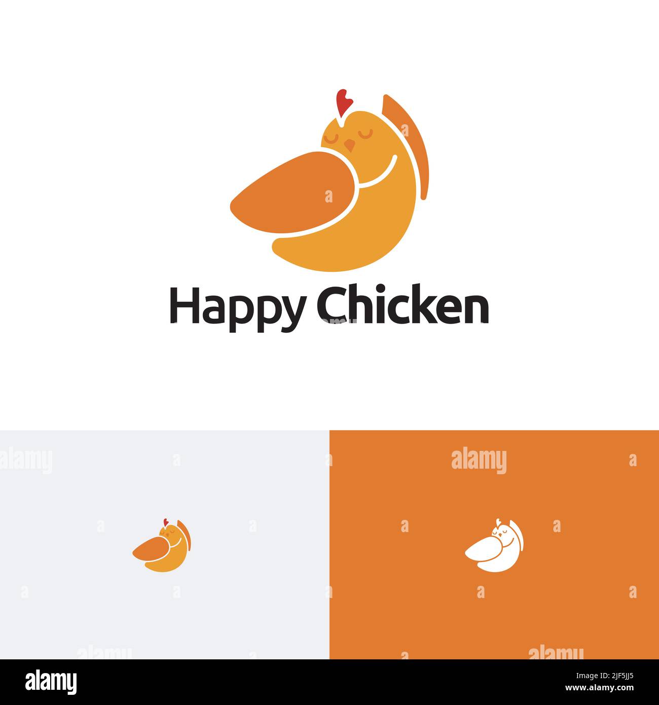 Cute Fun Fat Happy Chicken Simple Logo Stock Vektor