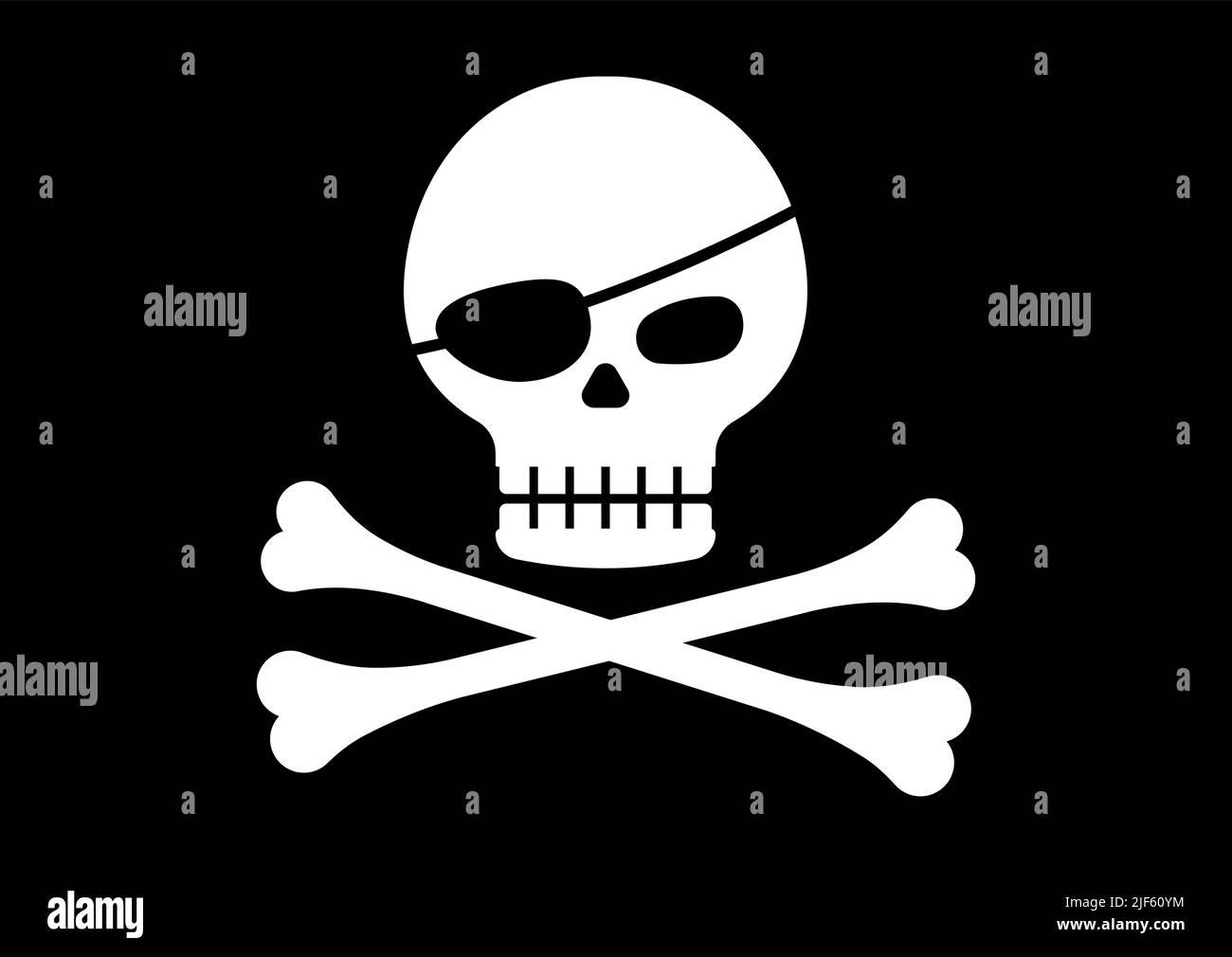 Pirate Augenfleck und Schädel mit Kreuzknochen Vektor-Illustration. Stock Vektor