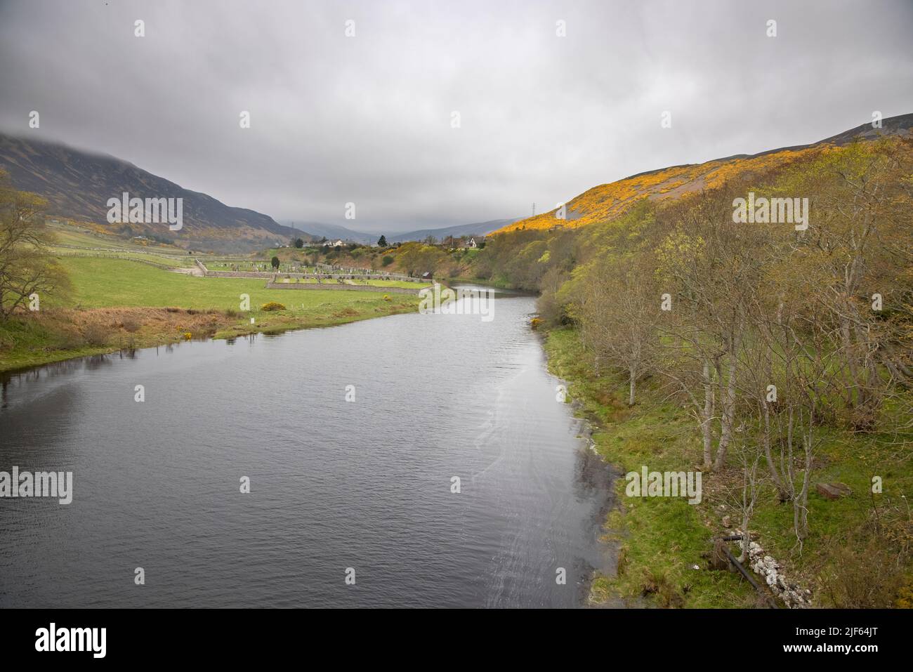 River helmsdale ein feiner Lachsfluss an der Ostküste schottlands Stockfoto