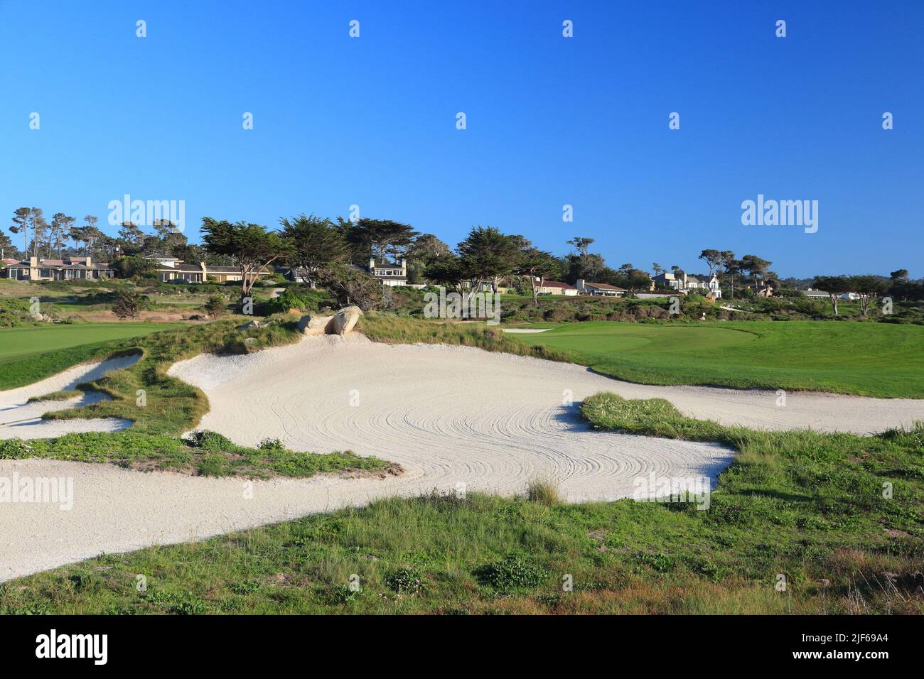 MONTEREY County, USA - April 7, 2014: Pebble Beach Golf Links in Kalifornien. Es ist eines der renommiertesten Golfplätze mit PGA Tour und Champions Tour Stockfoto