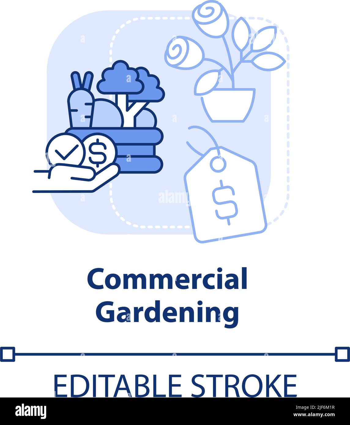 Kommerzielle Gartenarbeit hellblau Konzept Symbol Stock Vektor