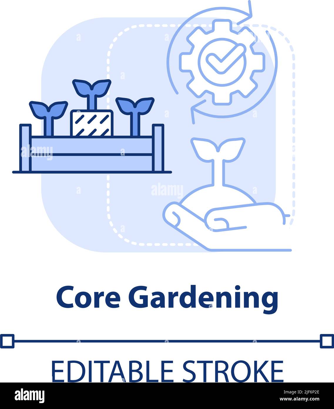 Core Gardening hellblaues Konzept-Symbol Stock Vektor