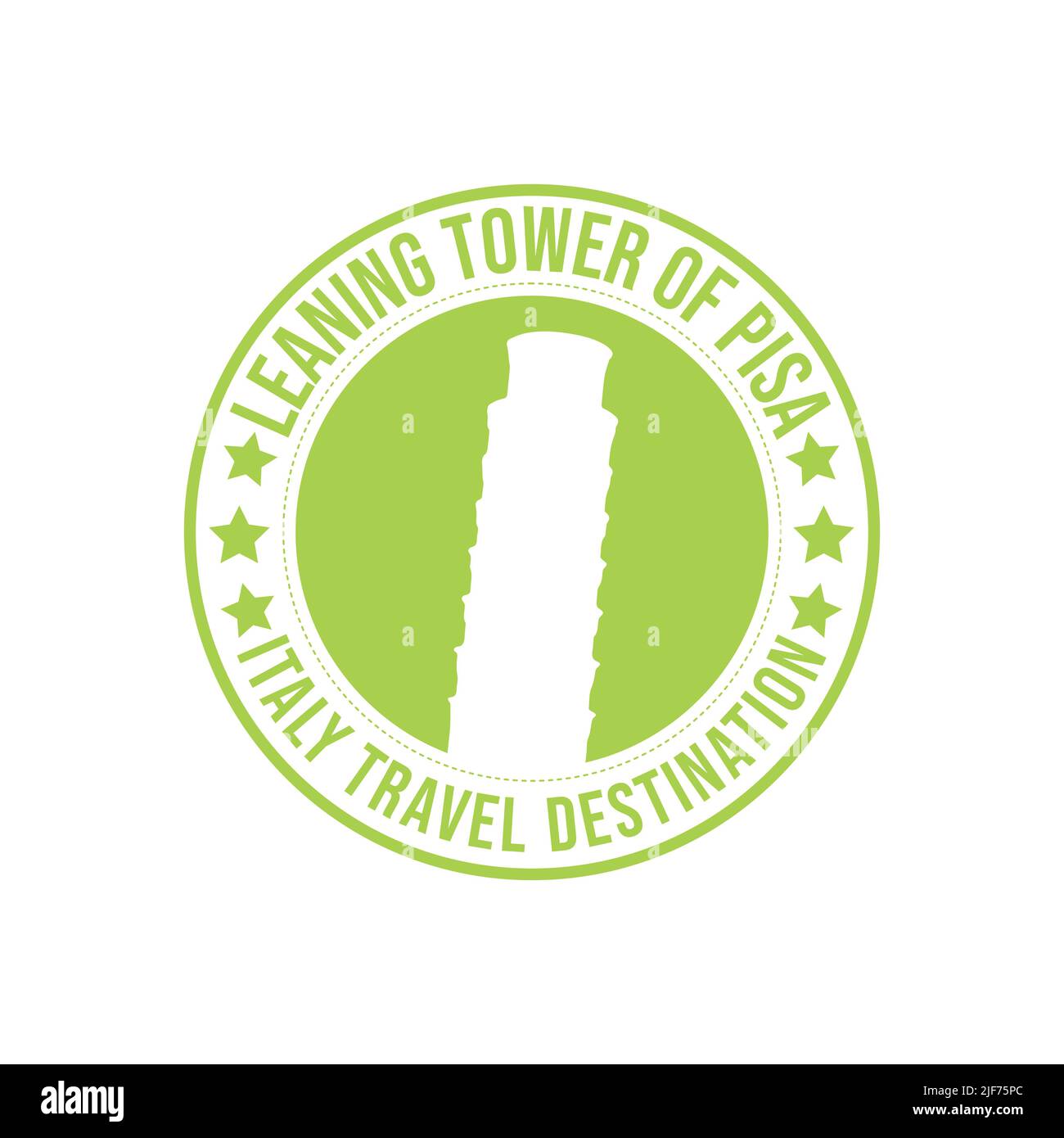 Kreis-Stempel mit dem Pisa schiefen Turm Reise Ziel in der Marke geschrieben. Historische Turmbau in Italien. Italien Reise Ziel Stock Vektor