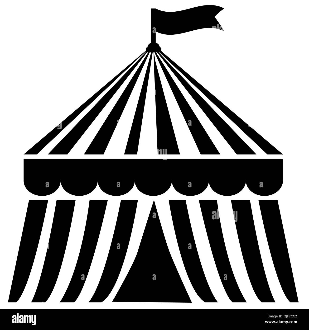 zirkuszelt-Festival-Ikone auf weißem Hintergrund. zirkushütte-Markisenschild. Modernes Zirkuszelt-Symbol. Flacher Stil. Stockfoto
