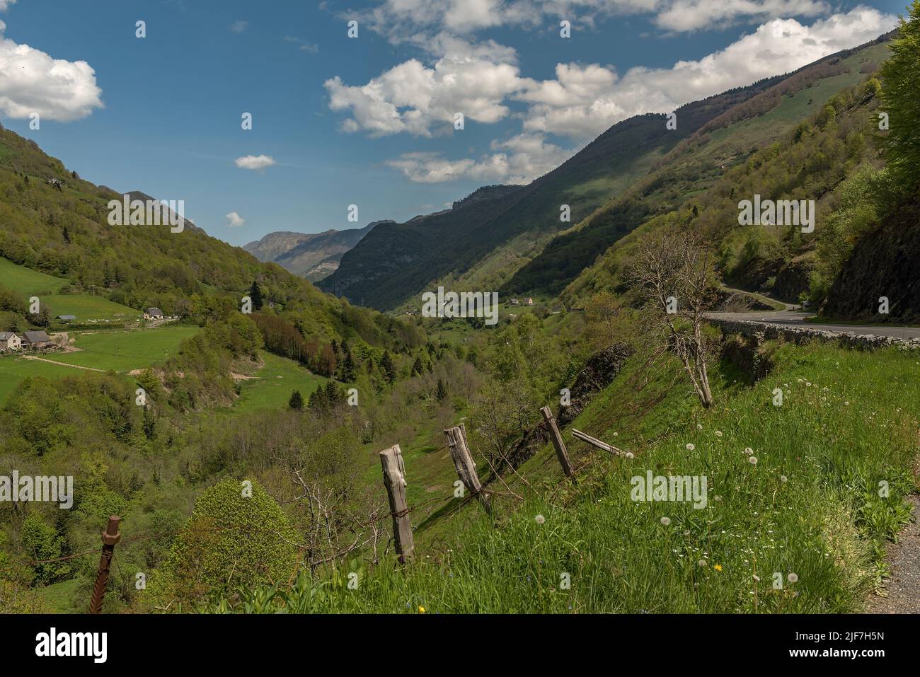 Bergstraße zum Somport Pass Pyrenees, Frankreich Stockfoto