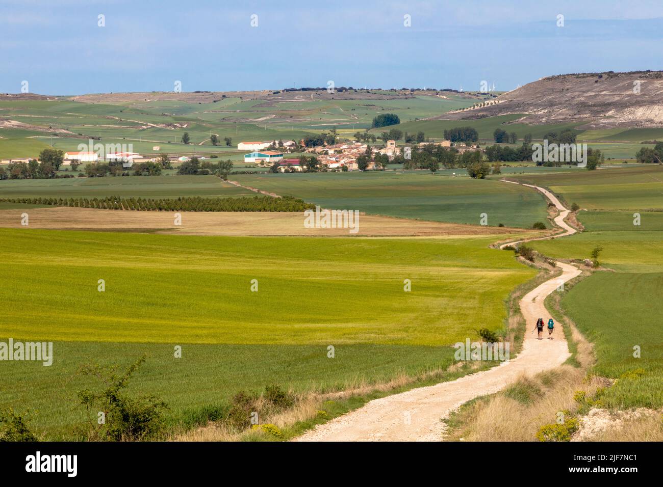 Camino nach Santiago de Compostela, Camino Francis in Hornillos del Camino, Kastilien und Leon, Spanien Stockfoto