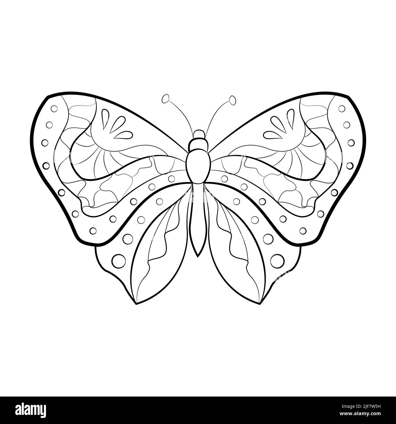 Schmetterling mit einem Muster auf den Flügeln, exotische Insekten, Aufdruck für Tattoo. Vektorgrafik Stock Vektor