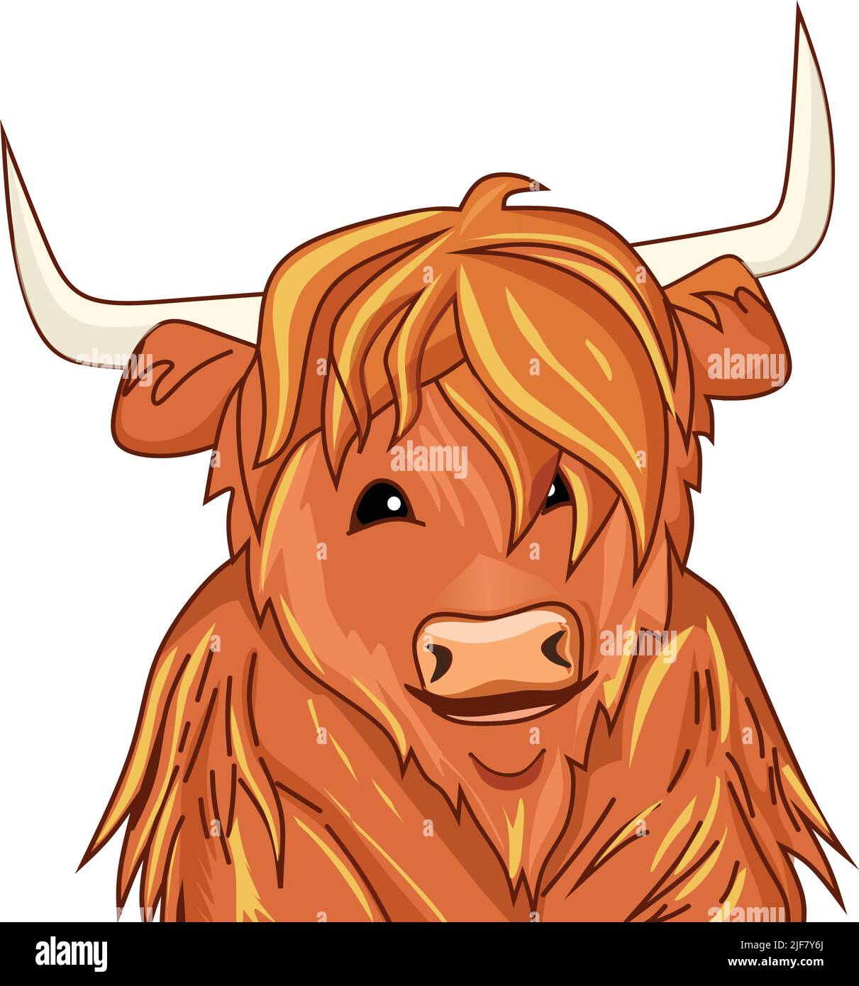 Ferdinand orange Stier Porträt Clipart Illustration Vektor Stock Vektor
