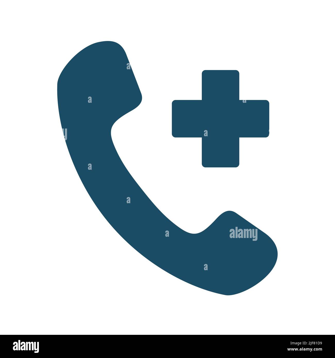 Hochwertiger dunkelblauer Ambulanzruf, fügen Sie ein Nummernsymbol hinzu. Piktogramm, Symbolsatz, Illustration. Nützlich für Websites, Banner, Grußkarten, Apps und SoC Stockfoto