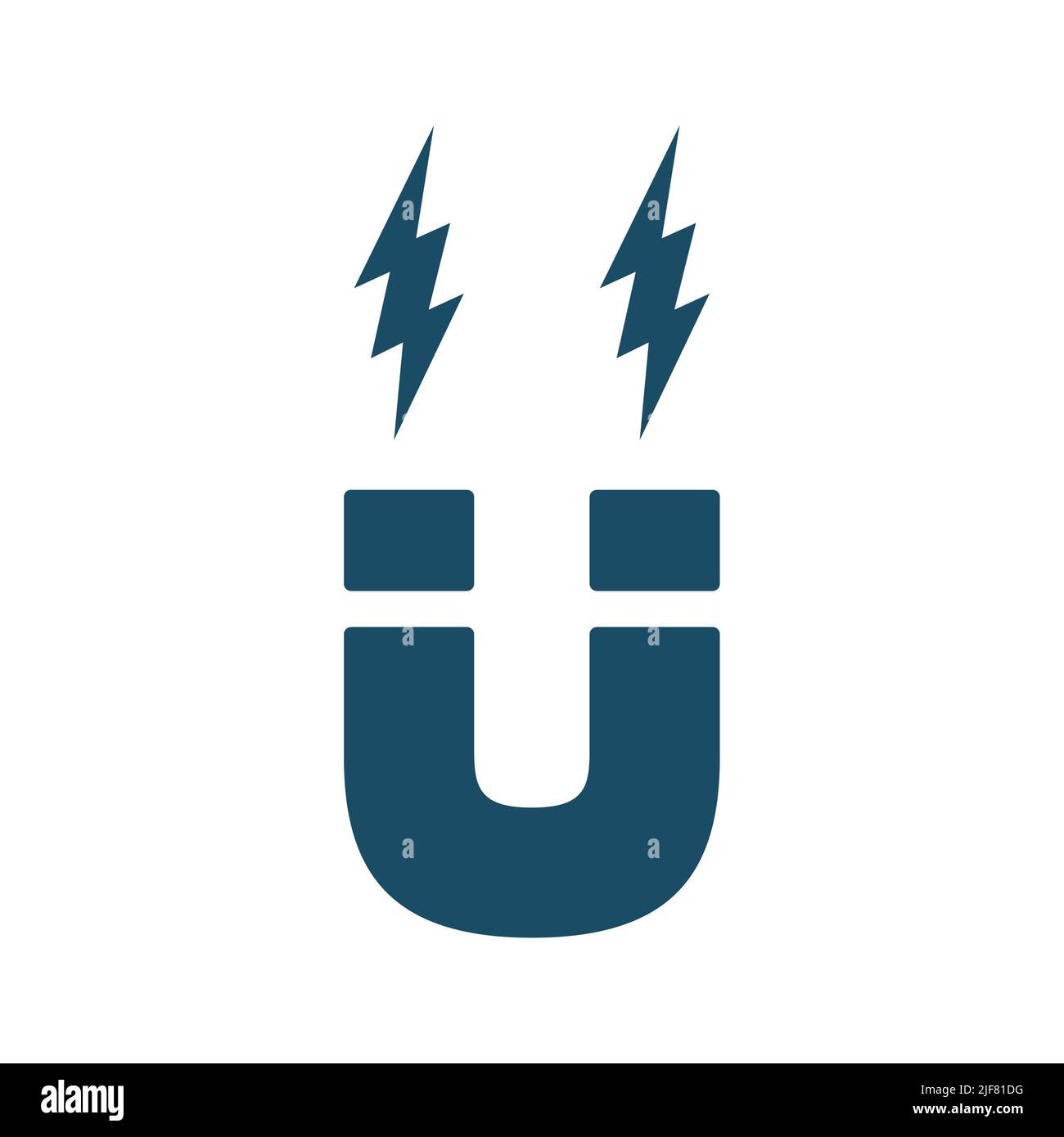 Hochwertiges dunkelblaues Magnetsymbol. Piktogramm, Symbolsatz, Illustration. Nützlich für Websites, Banner, Grußkarten, Apps und Beiträge in sozialen Medien. Stockfoto