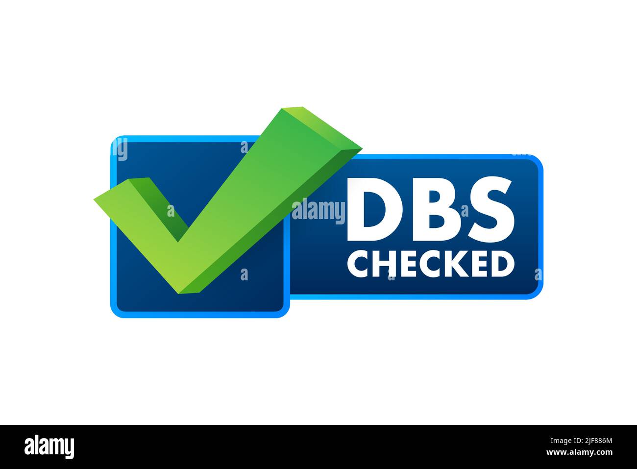 DBS-Checked-Schild. Offenlegungs- und Baringservice. Vektorgrafik. Stock Vektor