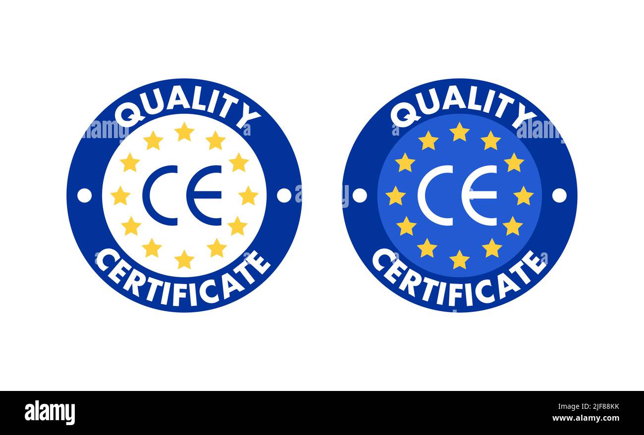 CE-Zeichen-Zertifizierung, Conformite Europeenne. Vektorgrafik. Stock Vektor