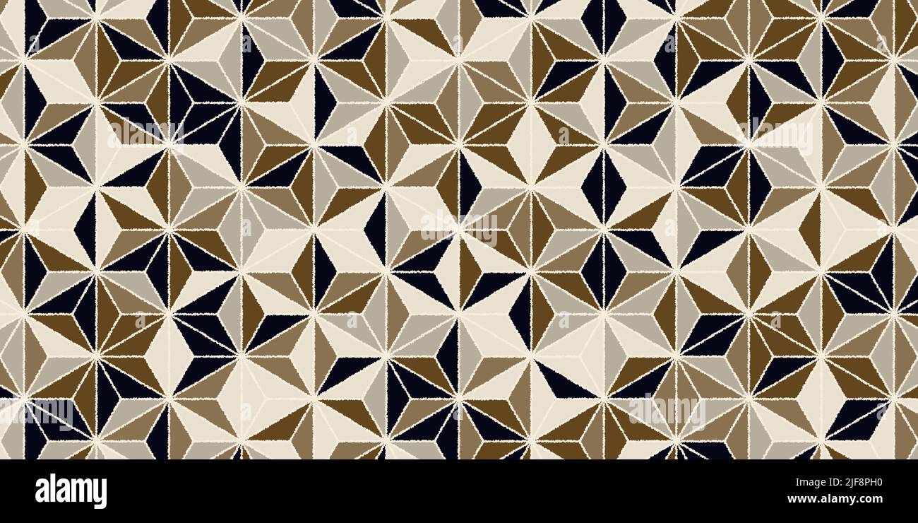 Abstraktes geometrisches Muster mit gewellten Linien, dreieckig, goldfarbenem Hintergrund Stock Vektor