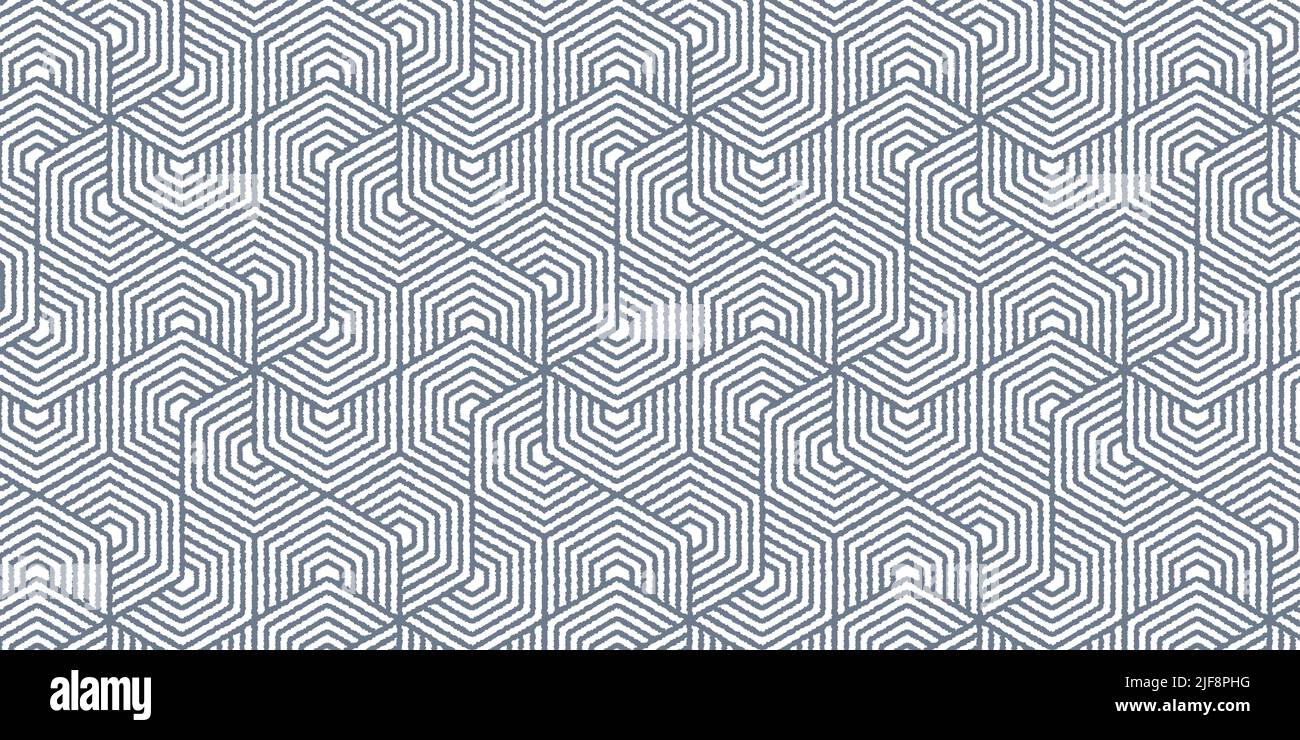 Abstraktes geometrisches Muster mit gewellten Streifen. Nahtlose Hintergrund weißen und blauen Linien Polygonform Stock Vektor